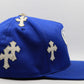 Chrome Hearts CH Logo Leather Patch Snapback Hat Blue | AVNTGRDNY NYC