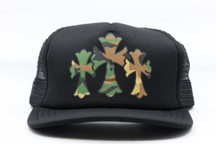 Chrome Hearts Camo Triple Cross Trucker Hat| AVNTGRDNY NYC