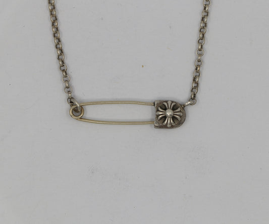 Chrome Hearts Safety Pin Necklace Silver on 20” Roll Chain | AVNTGRDNY NYC