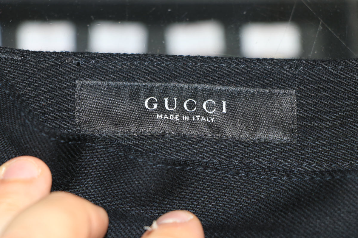 Gucci Horsebit Denim Jeans Black Size 34 Pre-Owned Excellent Condition | AVNTGRDNY NYC