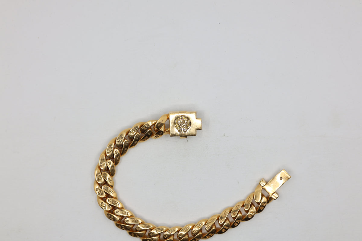 Chrome Hearts 22K Gold CH X Box ID Classic Link Bracelet Pavé Diamonds 20 Link