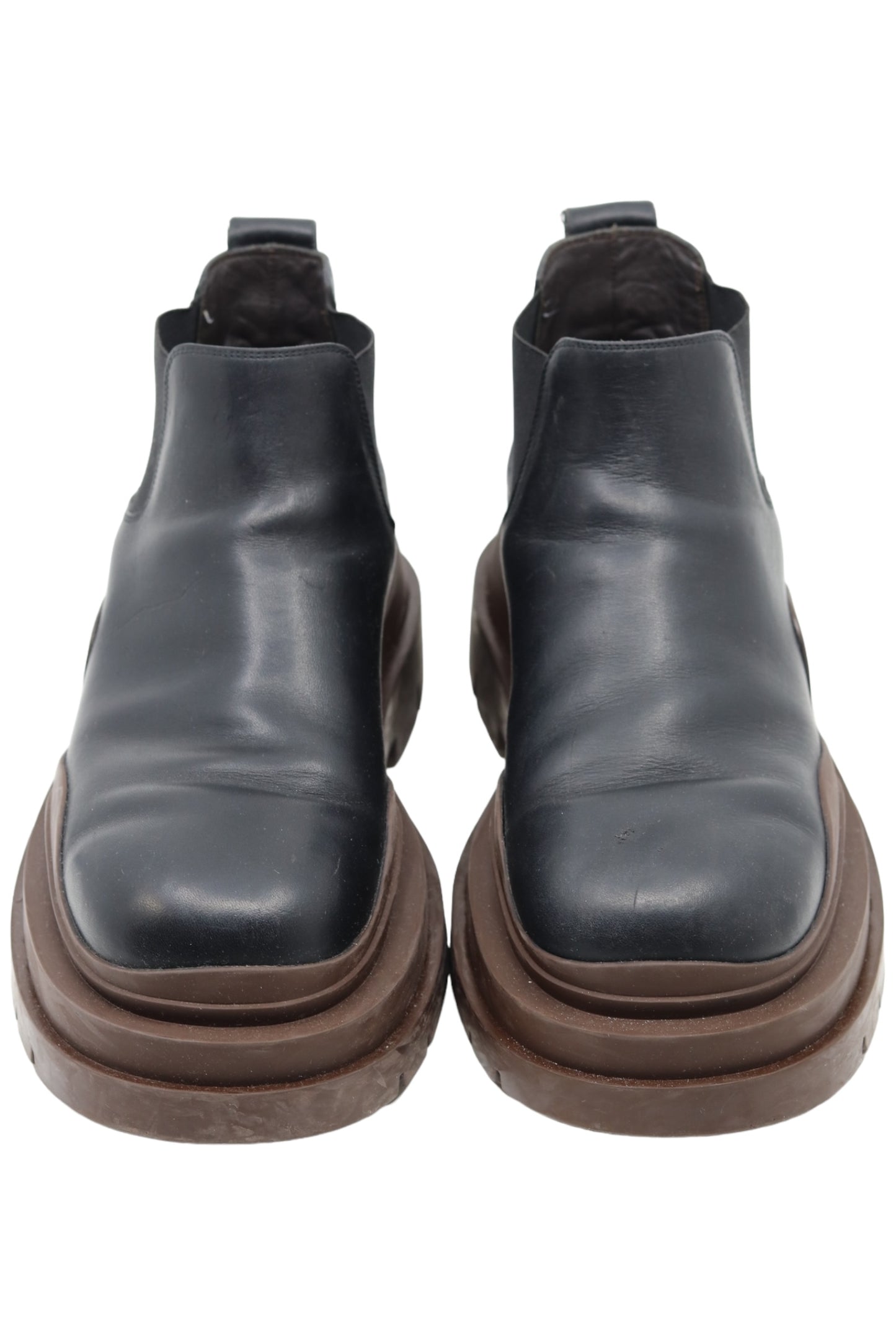 Bottega Veneta Black Leather Tire Boot Size 41.5