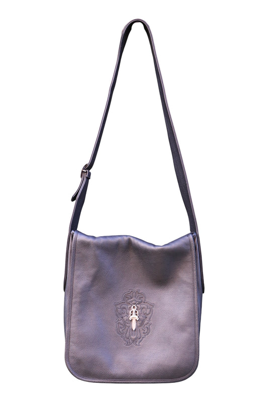 Chrome Hearts Vine Dagger Leather Messenger Bag Black Silver Hardware | AVNTGRDNY NYC