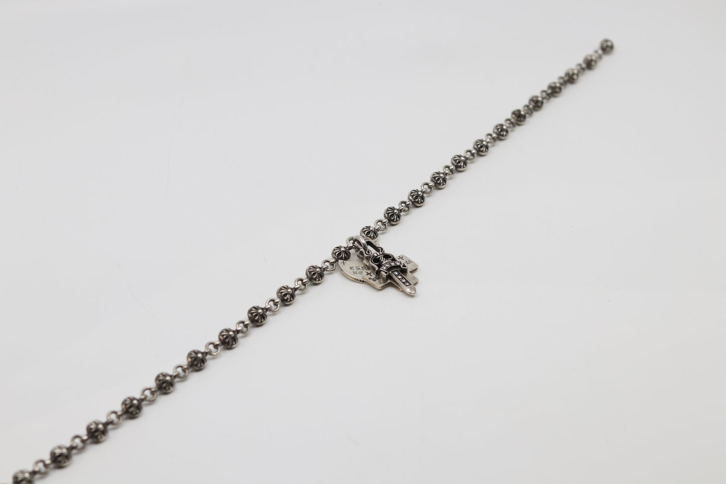 Chrome Hearts Cross Ball Chain with Multi Pendants Diamond Dagger, Cross, and Spade