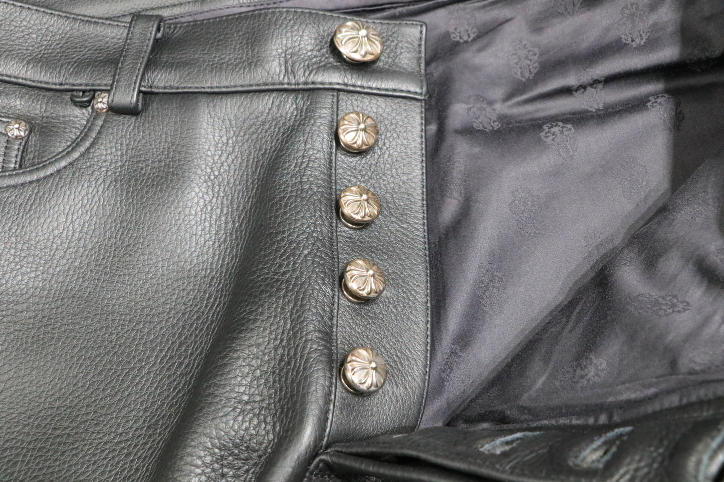 Chrome Hearts Leather Fleur Knee Pants Size 34| AVNTGRDNY NYC