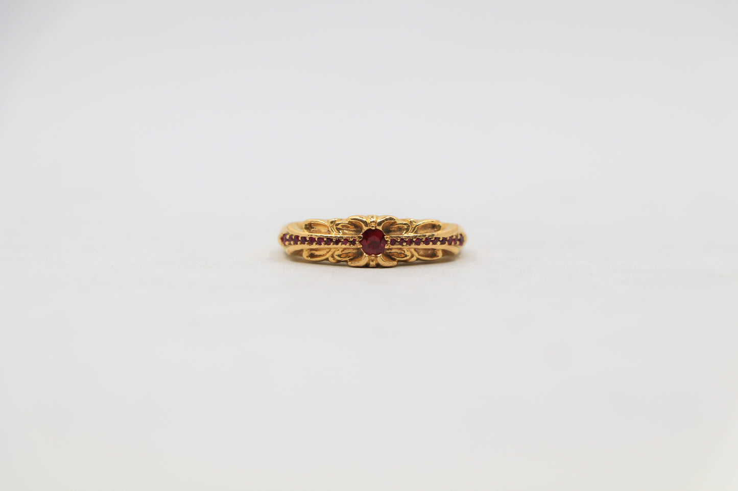 Chrome Hearts 22K Baby Floral Ring Pavé Rubies Size 7| AVNTGRDNY NYC