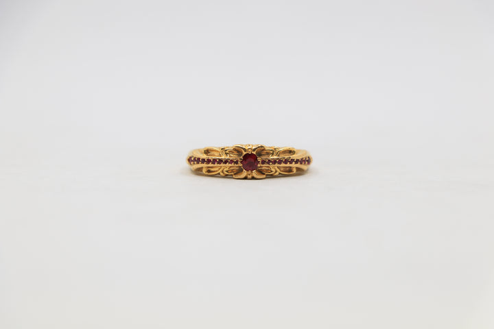 Chrome Hearts 22K Baby Floral Ring Pavé Rubies Size 7| AVNTGRDNY NYC