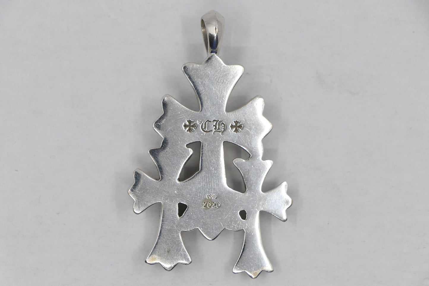 Chrome Hearts Triple Cross Pendant 18K White Gold Pavé Diamonds | AVNTGRDNY NYC
