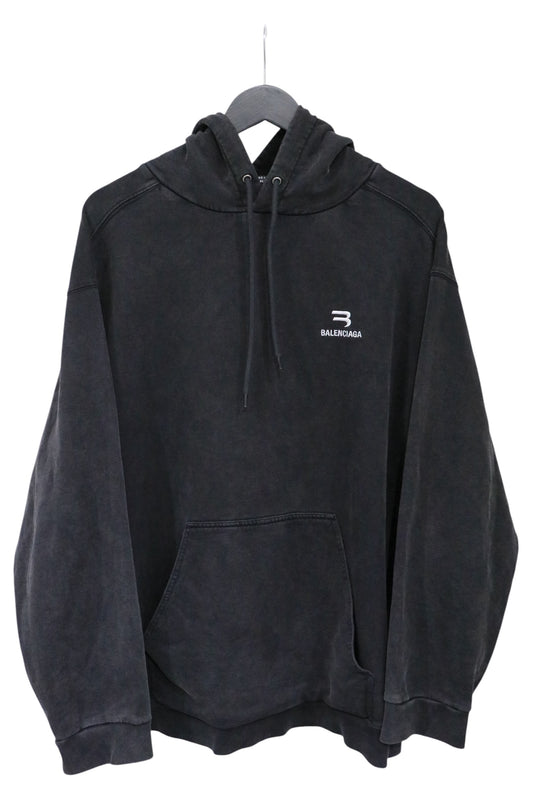 Balenciaga Sporty B Washed Hoodie Black Size Small| AVNTGRDNY NYC