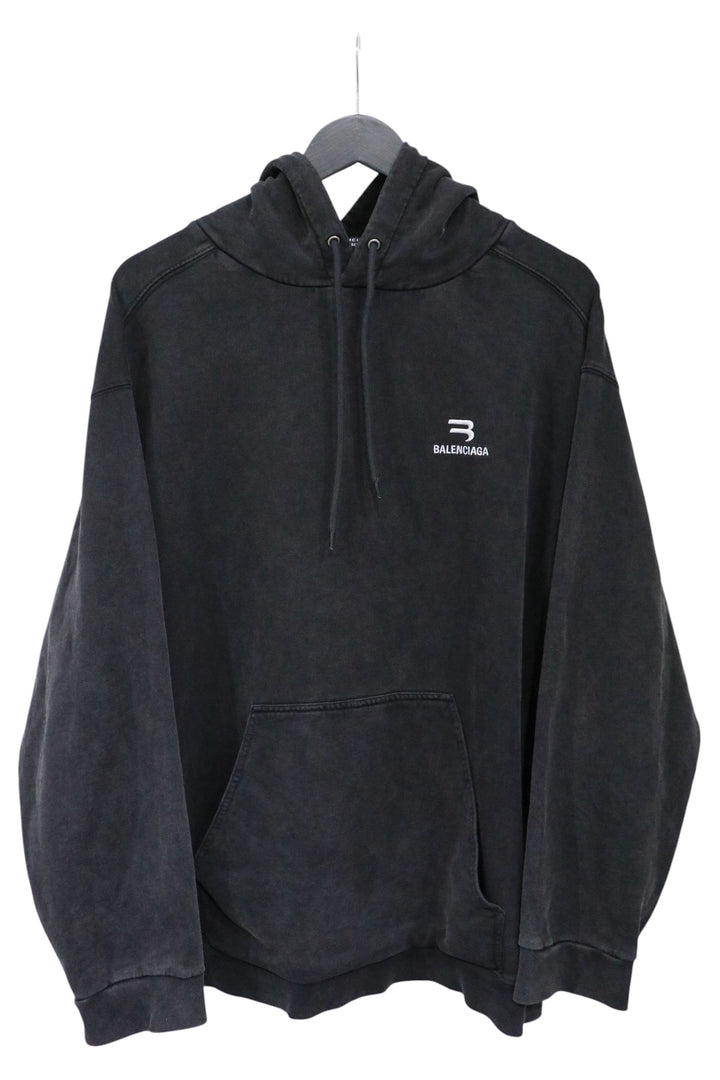 Balenciaga Sporty B Washed Hoodie Black Size Small| AVNTGRDNY NYC
