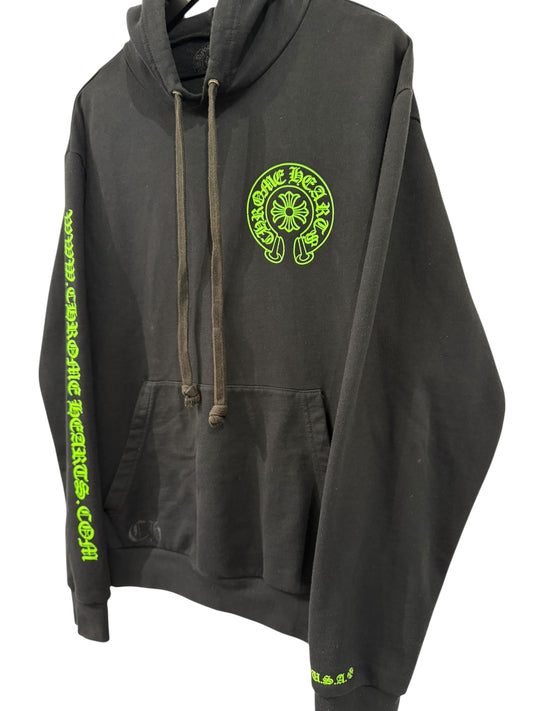 Chrome Hearts Signed Friends and Family Hoodie with Leather Patches and Silver Hardware Size L