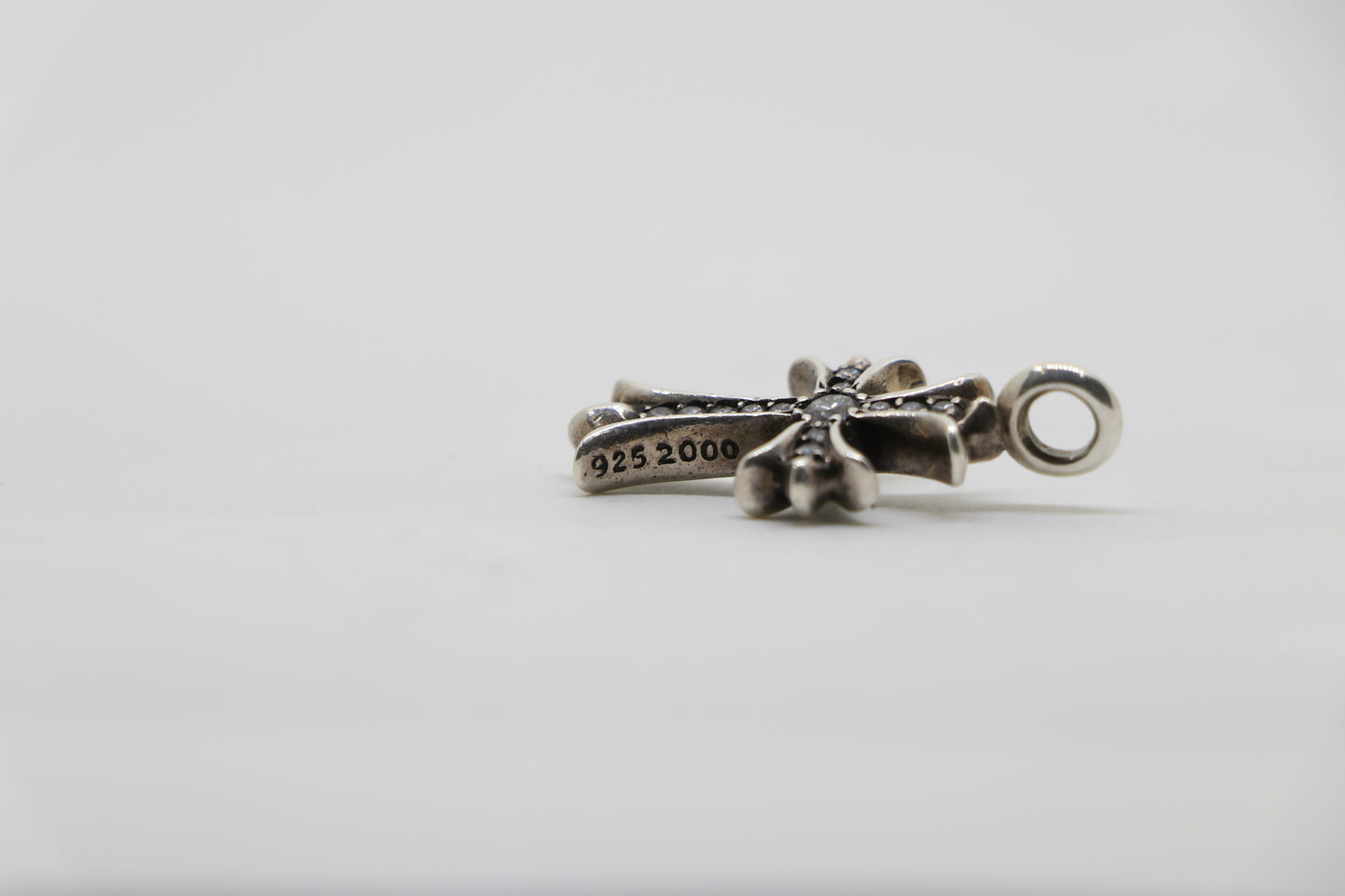 Chrome Hearts Tiny Fat Cross Pendant Pave Diamonds Sterling Silver | AVNTGRDNY NYC