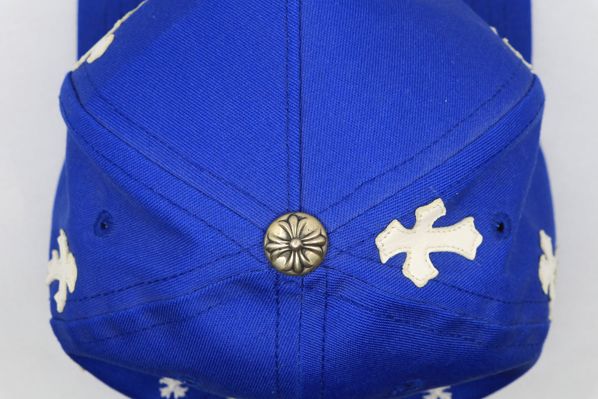 Chrome Hearts CH Logo Leather Patch Snapback Hat Blue | AVNTGRDNY NYC