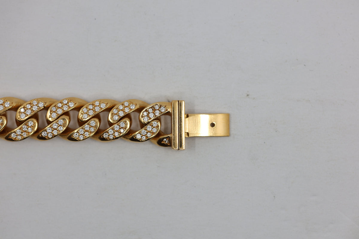 Chrome Hearts 22K Gold CH X Box ID Classic Link Bracelet Pavé Diamonds 20 Link