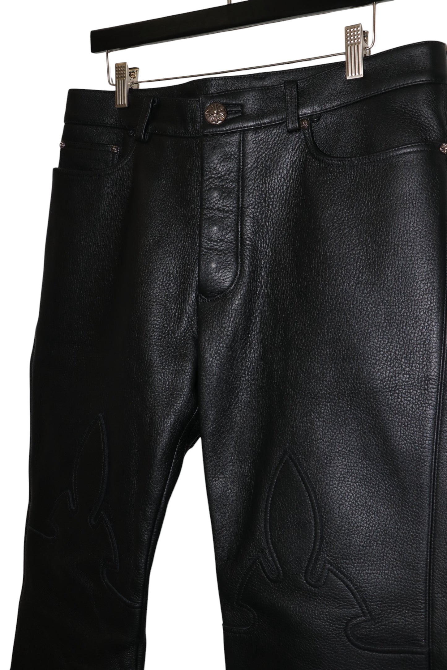 Chrome Hearts Leather Fleur Knee Pants Size 34| AVNTGRDNY NYC