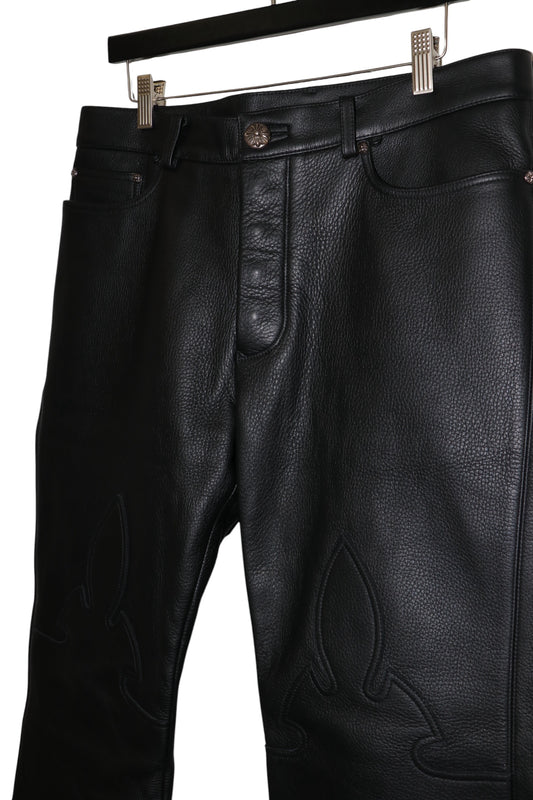 Chrome Hearts Leather Fleur Knee Pants Size 34| AVNTGRDNY NYC