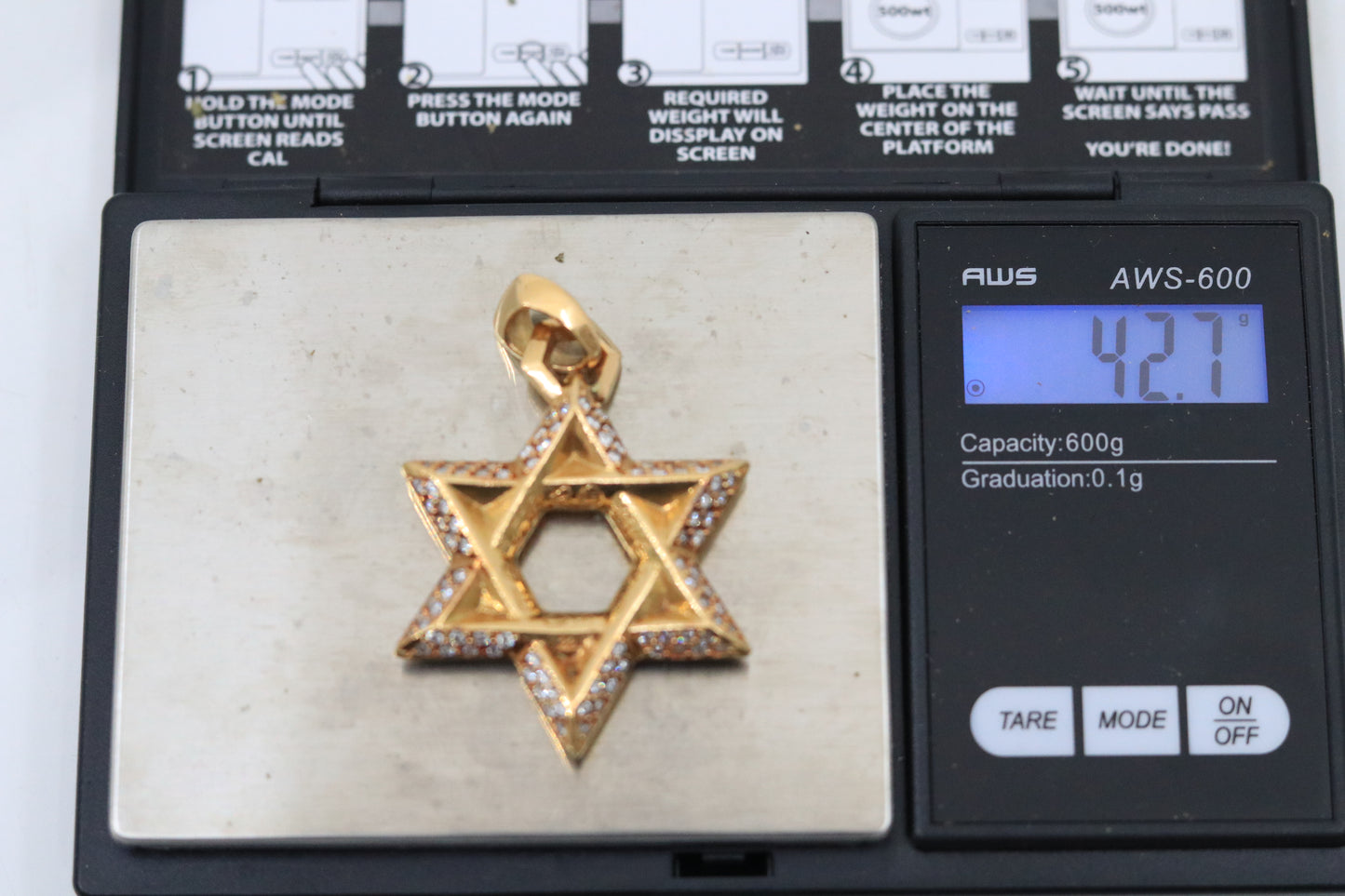 Chrome Hearts 22K Gold Large Star of David with Diamonds