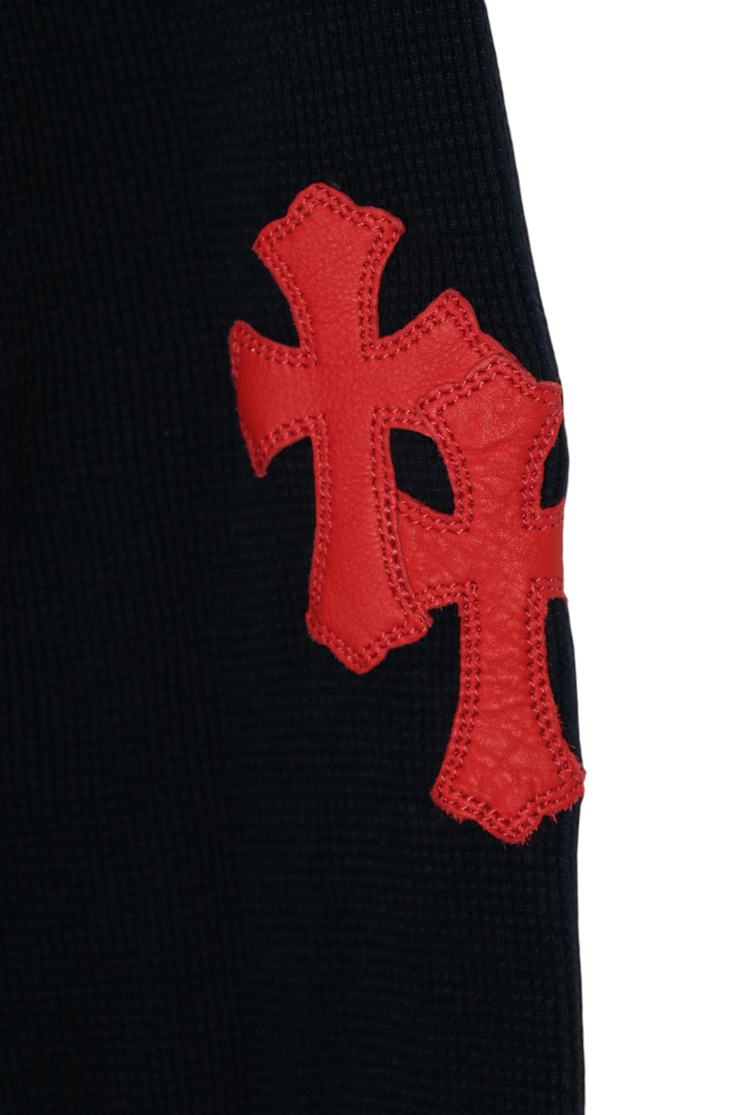 Chrome Hearts Leather Patch Thermal Navy with Red Leather Cross Patches Size Large| AVNTGRDNY NYC