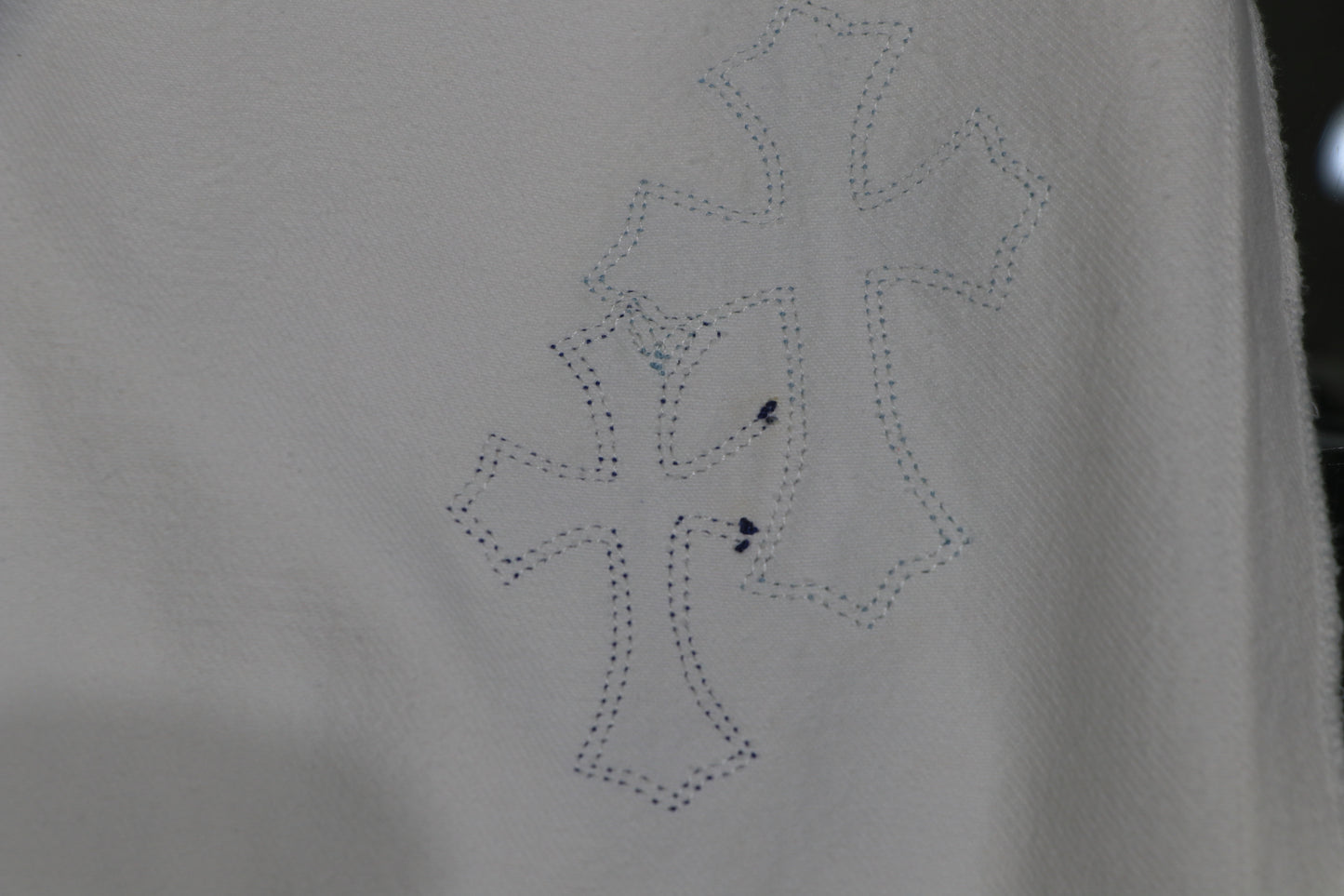 Chrome Hearts St. Barth Exclusive Cross Patch White Jeans Size 30 | AVNTGRDNY NYC