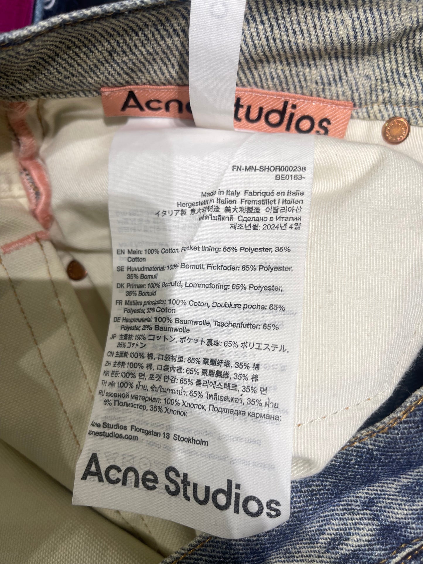 Acne Studios Trompe Baggy Fit Shorts Size 52