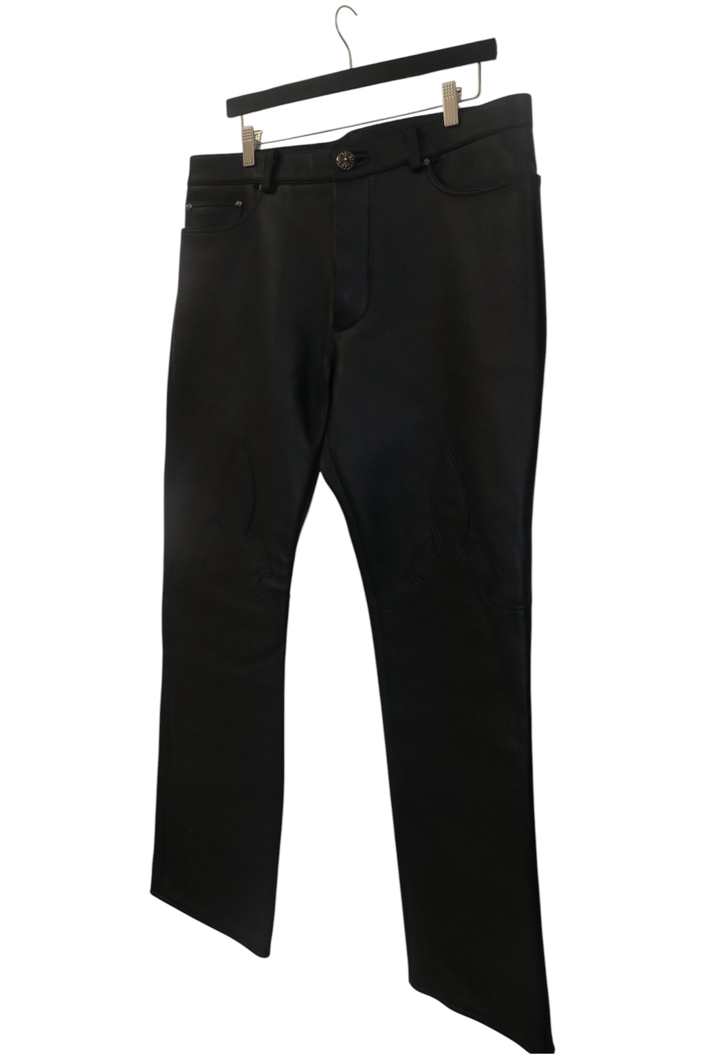 Chrome Hearts Fleur Knee Leather Pants Black Size 36 | AVNTGRDNY NYC