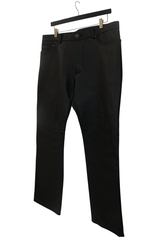 Chrome Hearts Fleur Knee Leather Pants Black Size 36 | AVNTGRDNY NYC