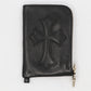 Chrome Hearts Black Leather Cross Patch Silver Scroll Label Zipper Wallet| AVNTGRDNY NYC