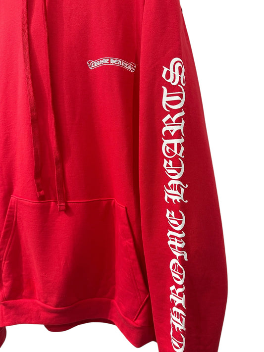 Chrome Hearts Online Exclusive Scroll Logo Hoodie Red Size XL