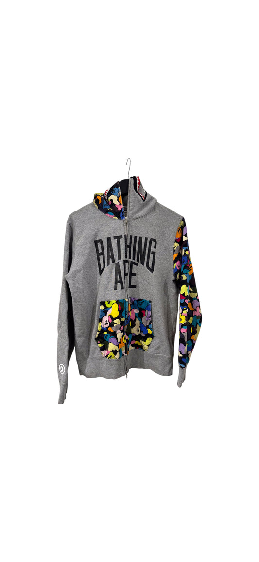 Bape MULTI CAMO NYC LOGO SHARK FULL ZIP HOODIE Sz M