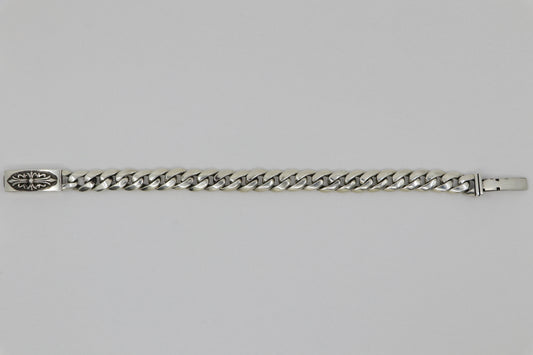 Chrome Hearts Silver Floral Mini ID Bracelet Classic Link 24 Links 8.5” | AVNTGRDNY NYC