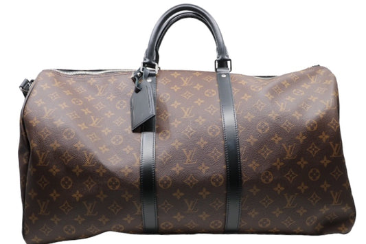 Louis Vuitton Keepall Bandouliere 55 Monogram Macassar Travel Bag Brown