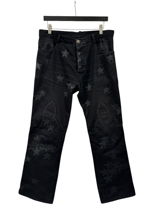 Chrome Hearts Fleur Knee Star Patch Jeans Size 33