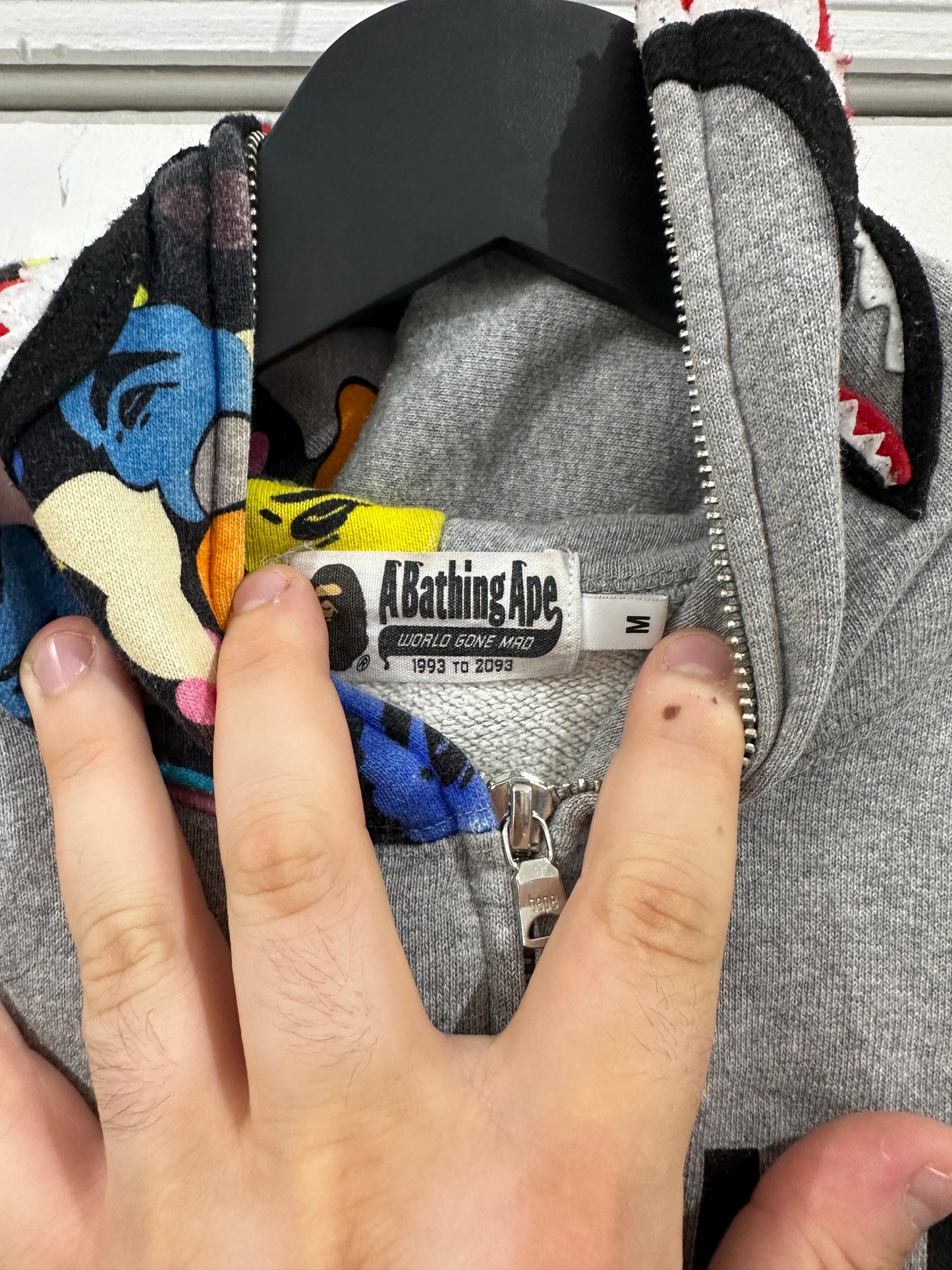 Bape MULTI CAMO NYC LOGO SHARK FULL ZIP HOODIE Sz M