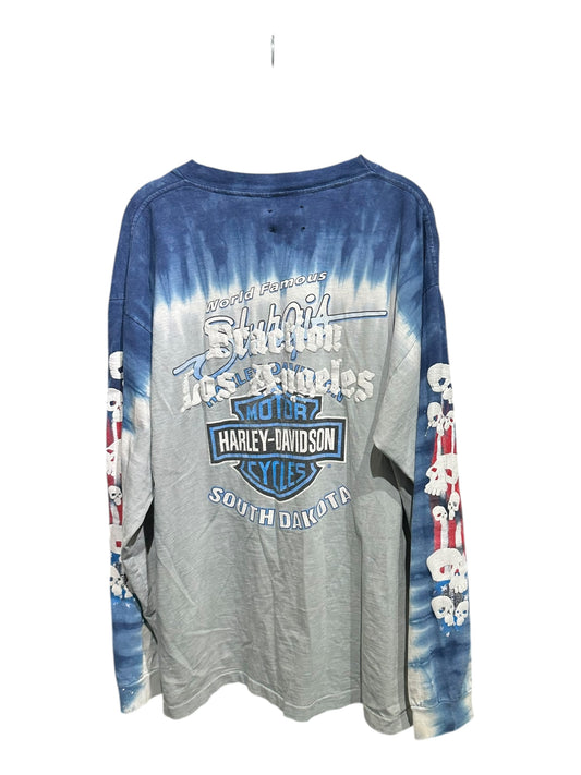 Fraction Los Angeles Leather Rib Cage Appliqué Harley Davidson Tie Dye Sturgis Longsleeve Size L | AVNTGRDNY NYC
