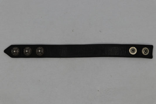 Chrome Hearts 3-Button 2-Snap Cross Ball Leather Bracelet Black | AVNTGRDNY NYC