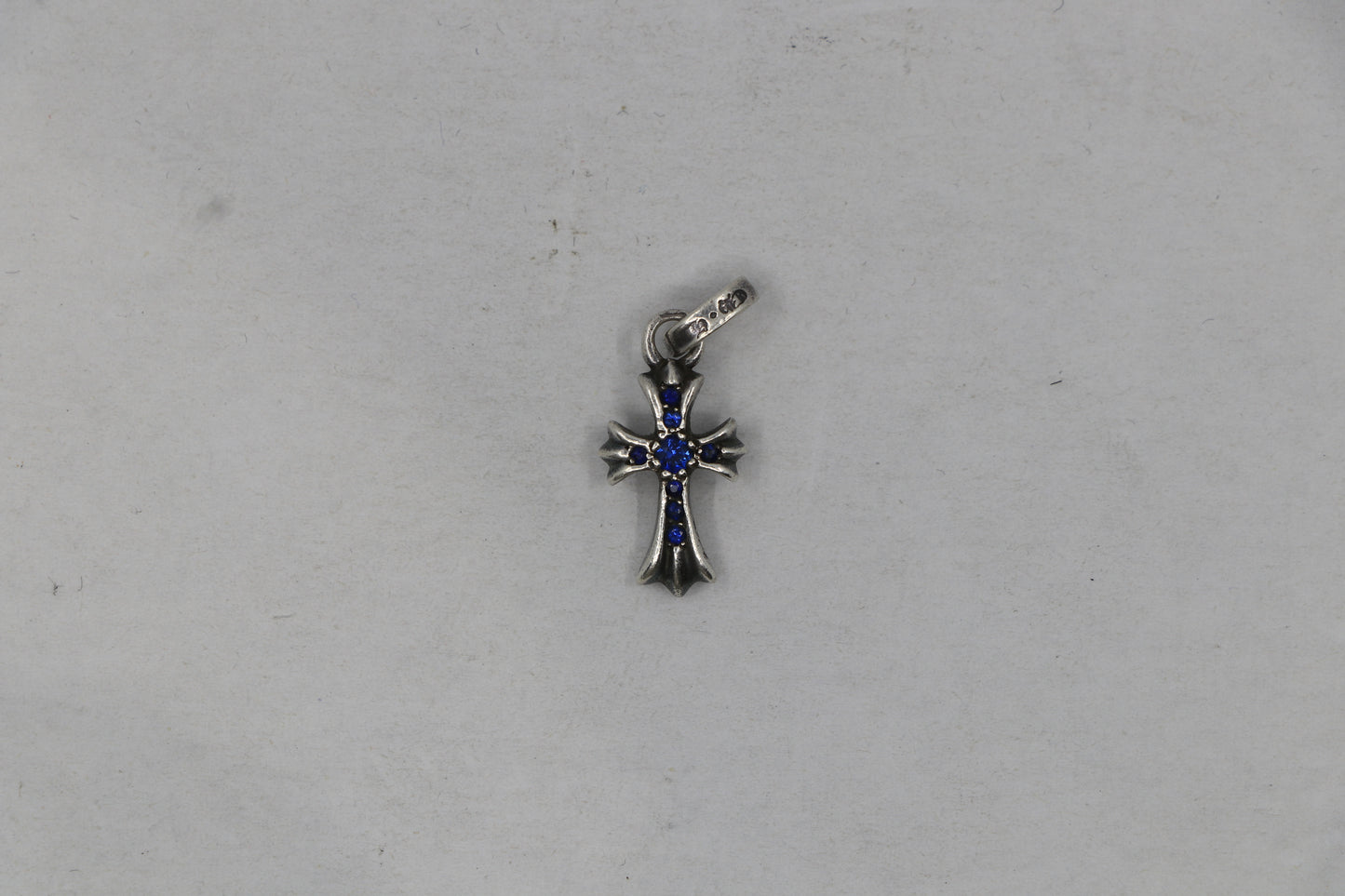 Chrome Hearts Baby Fat Charm Silver with Pavé Blue Sapphires | AVNTGRDNY NYC