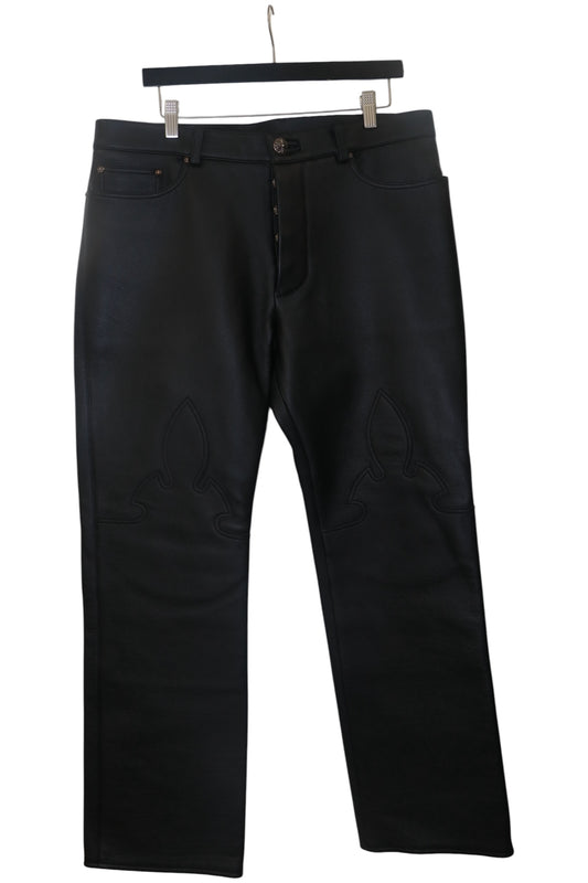 Chrome Hearts Fleur Knee Leather Pants Black Size 36 | AVNTGRDNY NYC