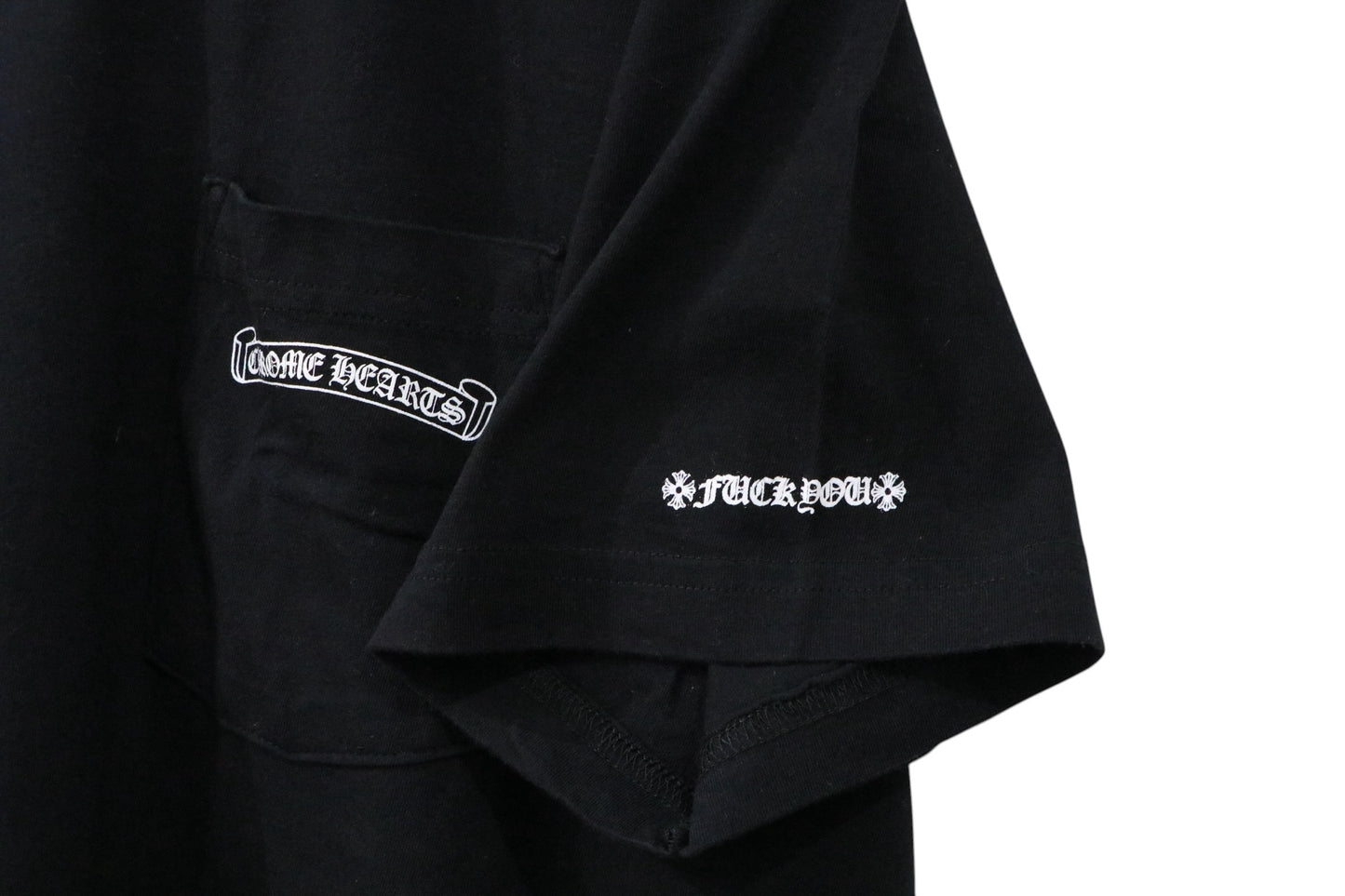 Chrome Hearts Scroll Logo Pocket T-Shirt Black/White Size XXL| AVNTGRDNY NYC