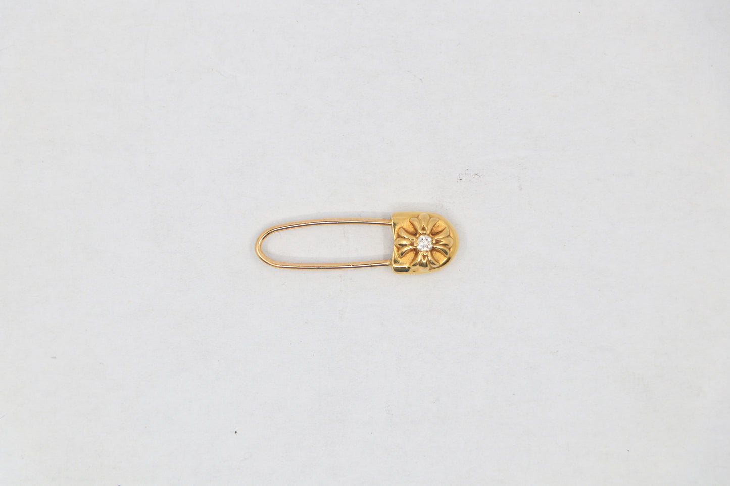 Chrome Hearts 22K Gold Safety Pin Earring Single Diamond| AVNTGRDNY NYC