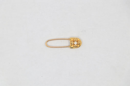 Chrome Hearts 22K Gold Safety Pin Earring Single Diamond| AVNTGRDNY NYC