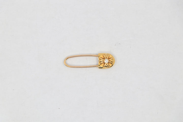 Chrome Hearts 22K Gold Safety Pin Earring Single Diamond| AVNTGRDNY NYC