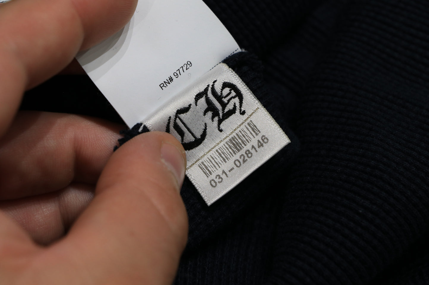Chrome Hearts Leather Patch Thermal Navy with Red Leather Cross Patches Size Large| AVNTGRDNY NYC