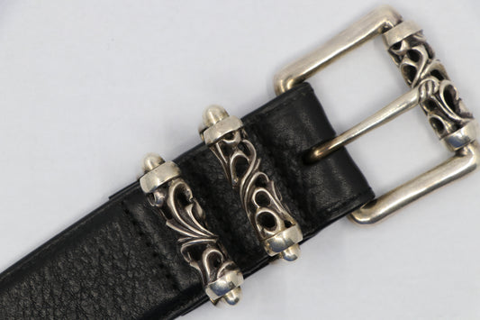 Chrome Hearts 3 Piece Roller Belt Size 34 Leather & Sterling Silver | AVNTGRDNY NYC