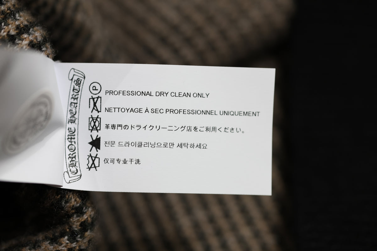 Chrome Hearts Cashmere Blend Plaid V-Neck Sweater Size M New | AVNTGRDNY NYC