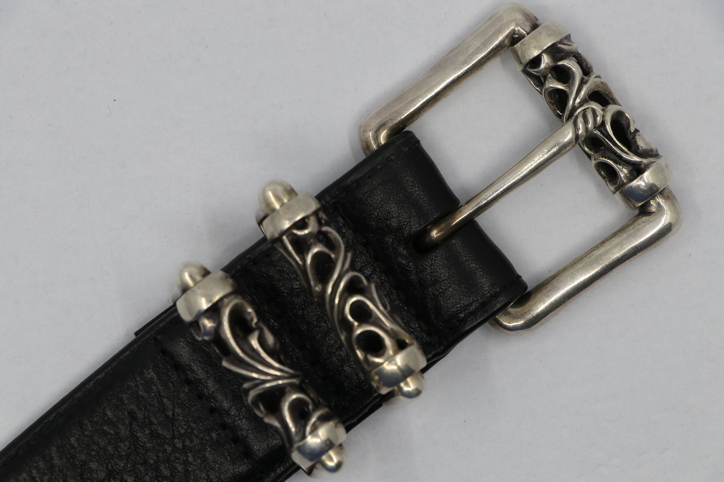 Chrome Hearts 3 Piece Roller Belt Size 32 Leather & Sterling Silver | AVNTGRDNY NYC