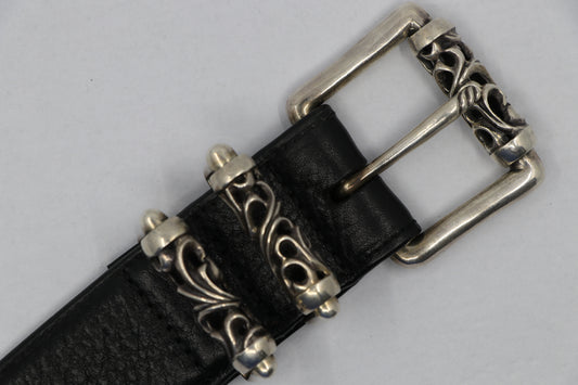 Chrome Hearts 3 Piece Roller Belt Size 34 Leather & Sterling Silver | AVNTGRDNY NYC