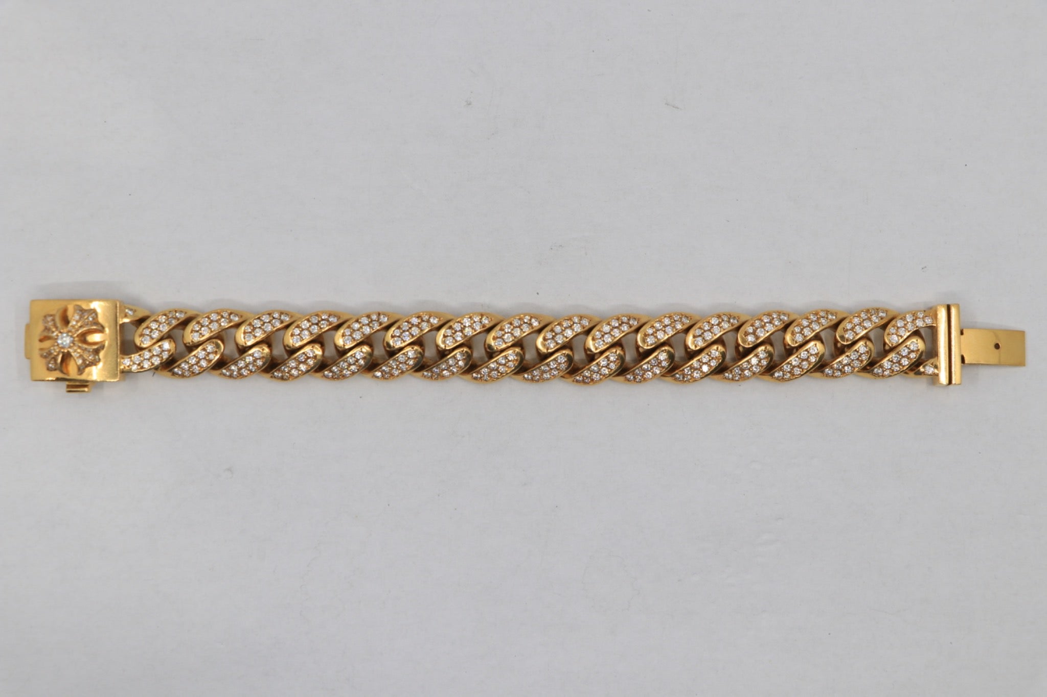Chrome Hearts Box ID Bracelet in 22K gold with pavé diamonds