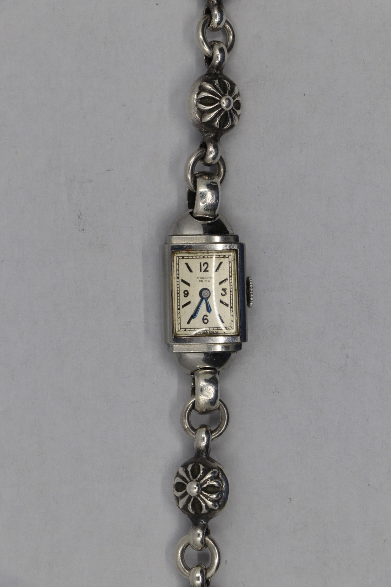 Vintage Marconi Prima watch with Chrome Hearts .925 sterling silver band